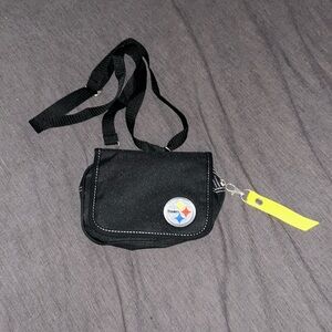 LittleEarth NFL woman’s Steelers ribbon waist pack purse. 7.5” x 5.5” x 2.5”